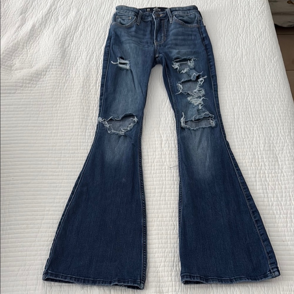 Distressed Blue Flare Jeans